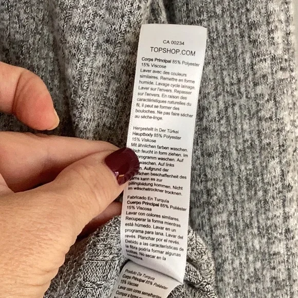 NWT RIBBED LIGHT GRAY TOPSHOP SWEATER SIZE 12 - Picture 6 of 6